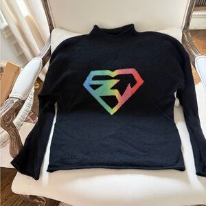 Zadig & Voltaire Black Sweatshirt with Rainbow Heart Graphic